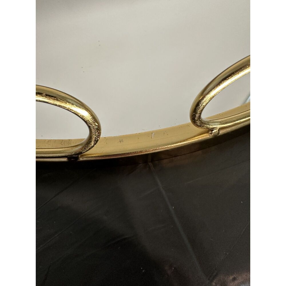 Gold Mirrored Decorative Tray – Round Metal Vanity & Serving Tray – Glam Home De - Picture 3 of 3